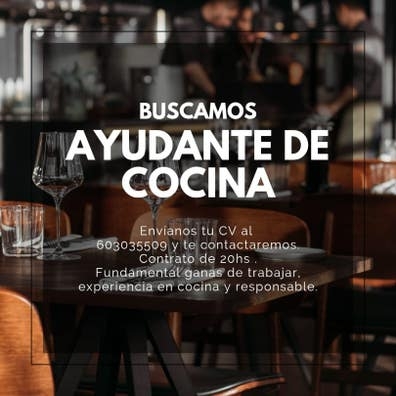 Ayudante de cocina 20hs