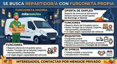 Repartidor/a con furgoneta propia