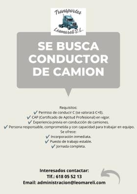 CONDUCTOR DE CAMION GRUA C+E