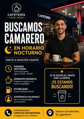 Se busca camarero horario nocturno