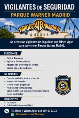 VIGILANTE SEGURIDAD INDEF PARQUE WARNER