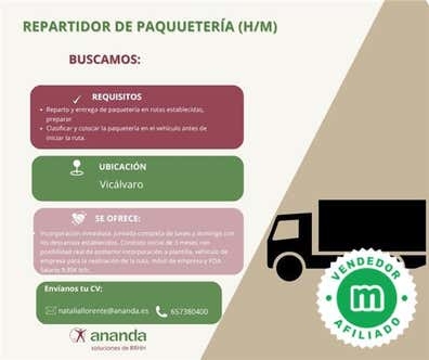 REPARTO DE PAQUETES VICÁLVARO (H/M)