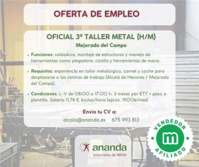 OFICIAL 3ª METAL (H/M)MEJORADA DEL CAMPO