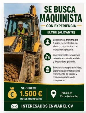 Maquinista con experiencia en viveiro