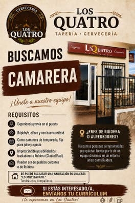 SE BUSCA CAMARERA CON ALOJAMIENTO