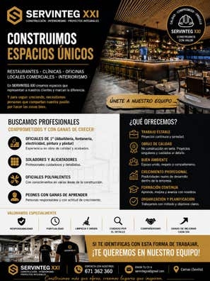 Buscamos Oficiales de 1ª y Peones