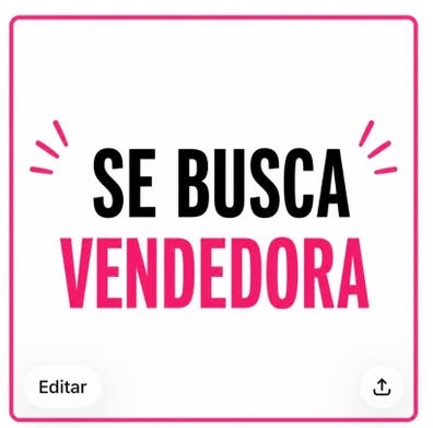 SE NECESITA VENDEDORA