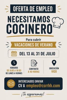 SE BUSCA COCINERO/A