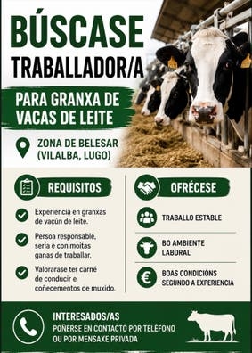 Peon para granxa de leite