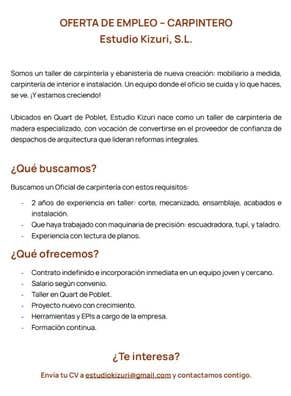 Buscamos Carpintero