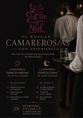 ? ¡ÚNETE A NUESTRO EQUIPO COMO CAMARER