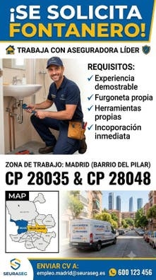 ¡TRABAJO PARA FONTANEROS EN MADRID!