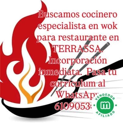 OFERTA DE EMPLEO: COCINERO WOK (TERRASSA