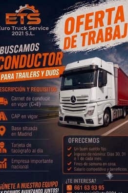 OFERTA CONDUCTOR DE TRAILERS O DUOS