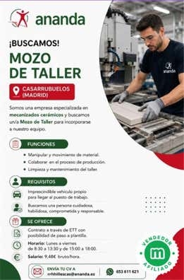 MOZO DE TALLER (H/M)-Casarrubuelos (MAD)