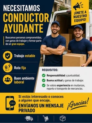 Necesito conductor ayudante