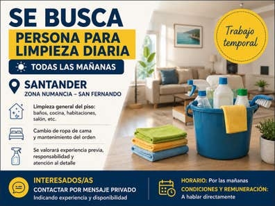 Se busca persona para limpieza diaria
