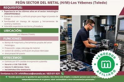 PEÓN SECTOR DEL METAL (H/M)-Los Yébenes