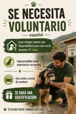 VOLUNTARIO PARA REFUGIO DE PERROS