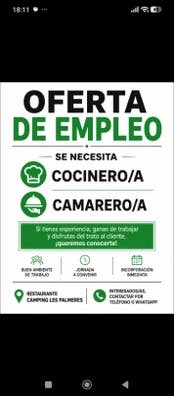 Se buscan camareros y Cocineros
