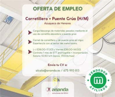 CARRETILLERO PUENTE GRUA (H/M) AZUQUECA