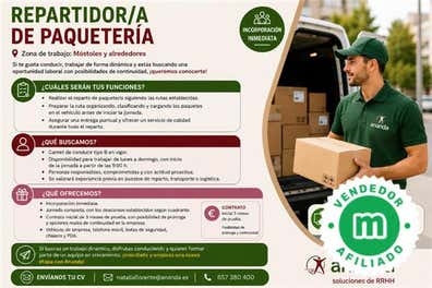 AGENTE DE REPARTO EN MÓSTOLES (H/M)
