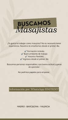 Buscamos masajistas