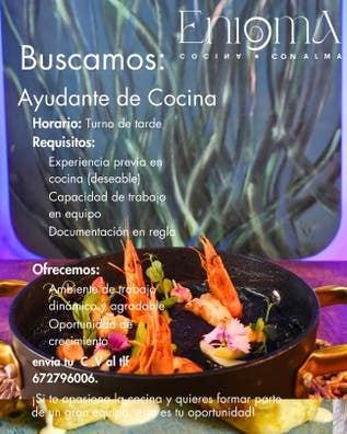 se necesita ayudante de cocina todo el a