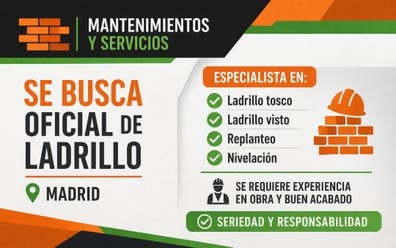 SE BUSCA OFICIAL DE LADRILLO