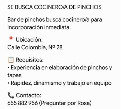 Se necesita cocinero