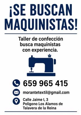 MAQUINISTA DE CONFECCION
