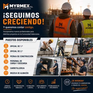 Buscamos oficiales de 1ª, de 2ª y peónes