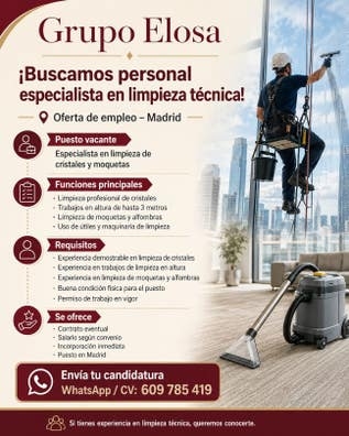 INCORPORACIÓN INMEDIATA CRISTALERO