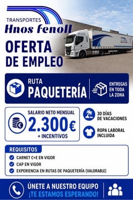 OFERTA EMPLEO RUTA PAQUETERIA