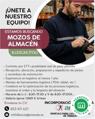 MOZOS DE ALMACÉN (H/M)-ILLESCAS (TOLEDO)