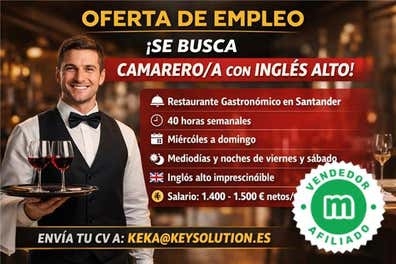 CAMARERO CON INGLES SANTANDER-CANTABRIA