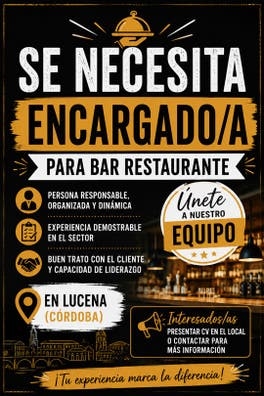 Se necesita puesto de encargado/a