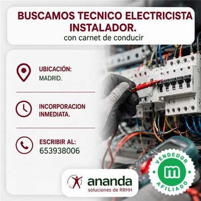 ELECTRICISTA INSTALADOR (H/M) Madrid