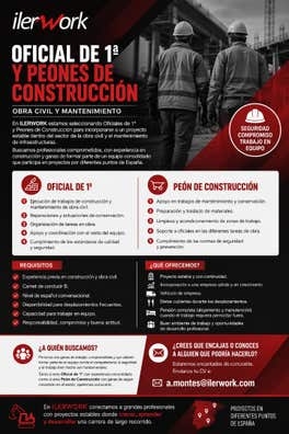 Oficial de 1ª y Peones de Construcción