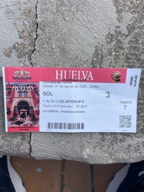Entrada de TOROS para el 01/08 Huelva