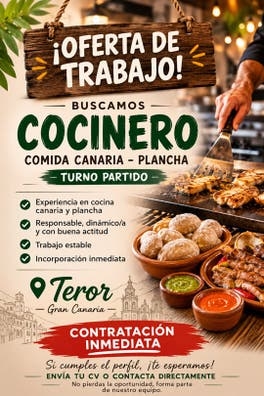 SE BUSCA COCINERO