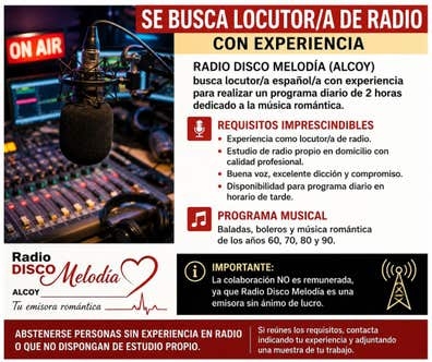 SE BUSCA LOCUTOR O LOCUTORA DE RADIO