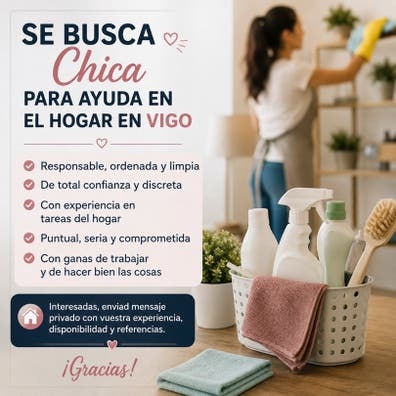 Busco persona para ayuda en casa