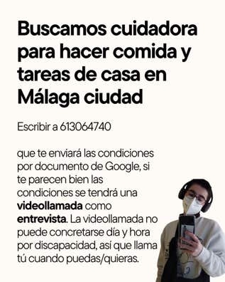 Buscamos cuidadora Málaga ciudad