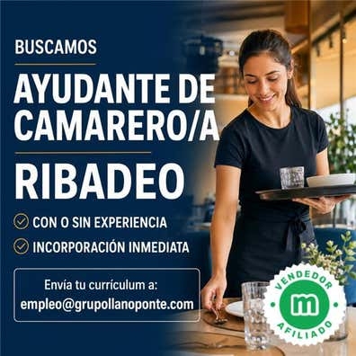 Ayudante de camarero/a para Ribadeo