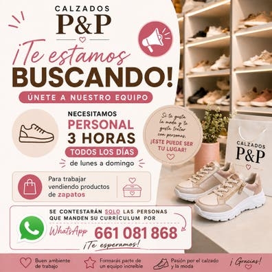 ? ¡Buscamos personal para Calzados P&a