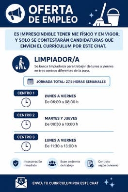 SE BUSCAN 5 LIMPIADOR@S EN  SABADELL