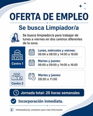 Se necesitan 10 limpiador@s En VIC/GURB