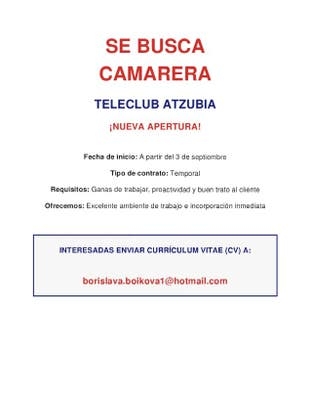 Se necesita camarer@