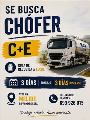 chofer C+E residente en Melide o Arzua
